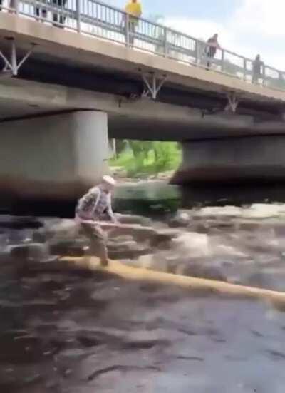 Despite his age, he is a top class...uh...log rider.