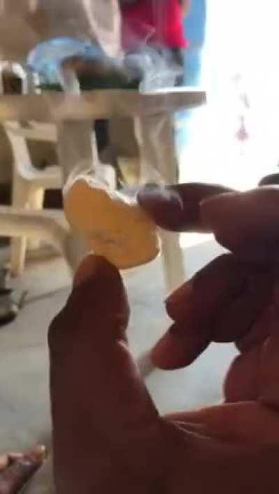 Found this smoking stone while digging in Sierra Leone (West Africa) even after it got dipped in water it continued smoking...