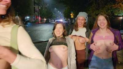 F is for friends who show off their tits together