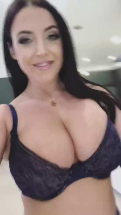 Big, bigger, Angela's cleavage