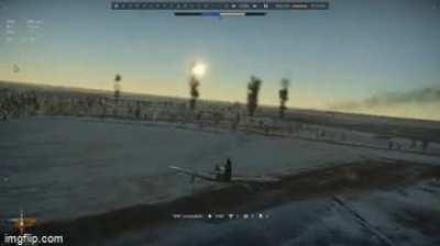 Rocket goes though the gap of a P-38