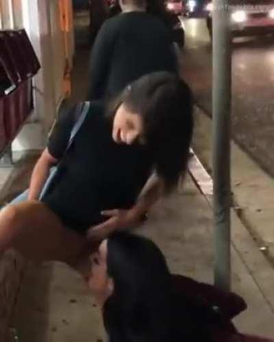 Taking a piss in the middle of the sidewalk