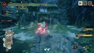 So I tried hitting a sleeping rajang. Never thought he would chase me across the whole map😅