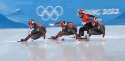 China over here playing Mario Kart in the Olympics. Red shells go pew pew