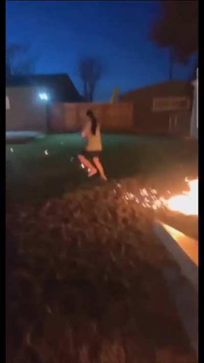 WCGW throwing fuel on a fire when your pet is nearby (dog is okay, see end of video)
