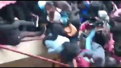 Students fall from the 4th floor in a university.