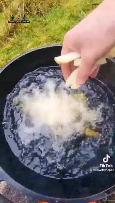 Fish & chips, forest man style