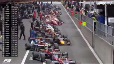 Formula 3 cars line up
