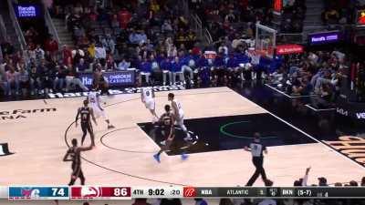 [Highlight] Hawks team defense leads to AJ Griffin transition 3