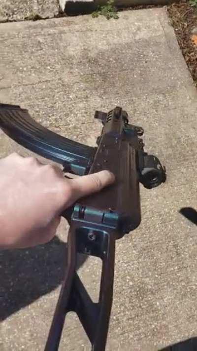 Got my mini draco cerakoted. Has all SLR furniture with a KGB pistol brace, romeo 2 sight, and a laser. Drum not pictured ;)