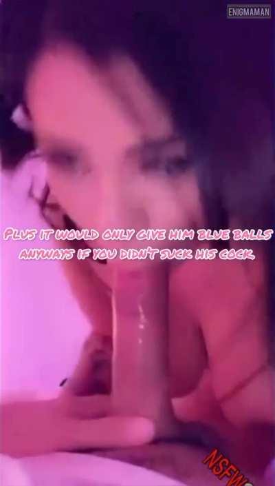 Big Dick Blowjob Caption Eye Contact Femboy Sissy Porn GIF by enigmaman94