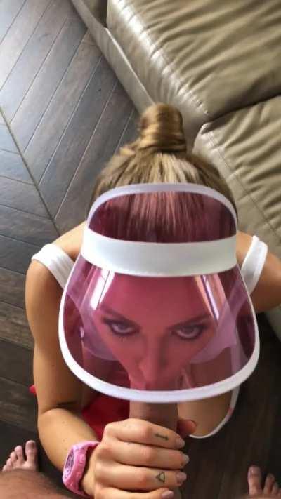 Sucking a dick with a visor