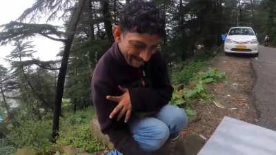 A man in India buys all oranges from a struggling physically challenged street seller who is supporting his sick mother.