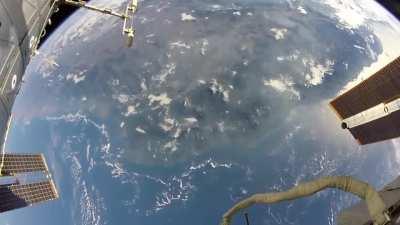 POV footage of Earth during a spacewalk on the ISS