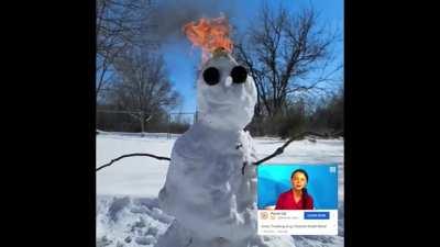 Snowman head on fire. Metal af.