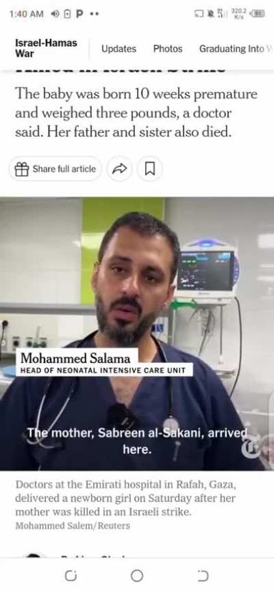 In a poignant moment of tragedy and resilience, doctors at the Emirati hospital in Rafah, Gaza, delivered a newborn girl on Saturday. This courageous act came after her mother tragically lost her life in an Israeli strike.  