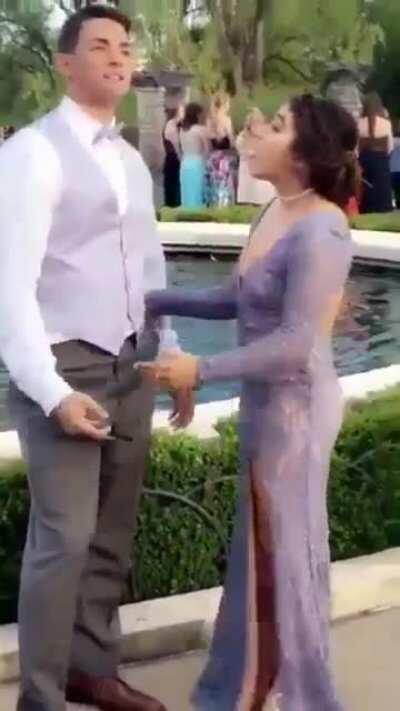 Taking a selfie with a bossy prom date