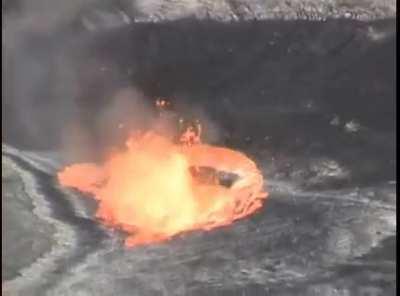 Bucket of water thrown into lava