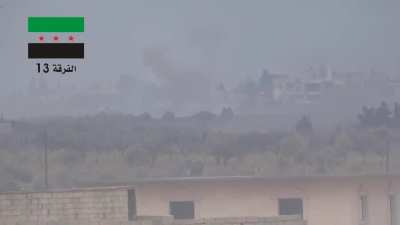 FSA 13th Division BGM-71 TOW strike destroys a Syrian Army T-72 tank on the al-Malah front, Aleppo, Syria - February 20, 2015