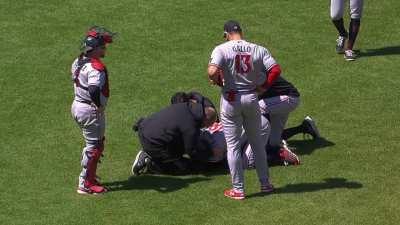 [Highlight] Kenta Maeda gets hit by a 111.6 MPH Jarren Duran comebacker in the leg and has to leave the game.