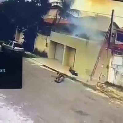 Electrical Company employees survived this discharge and fall