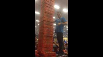 Pizza tower build with full crowd participation