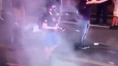 WCGW kicking a gas canister back at the police