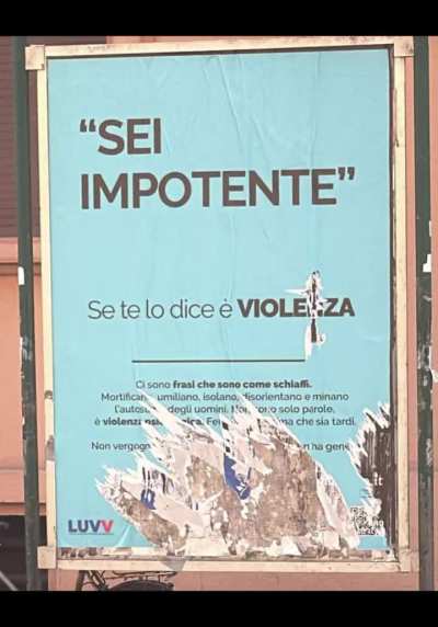 Awareness Signs for Violence against Men vandalized in Italy