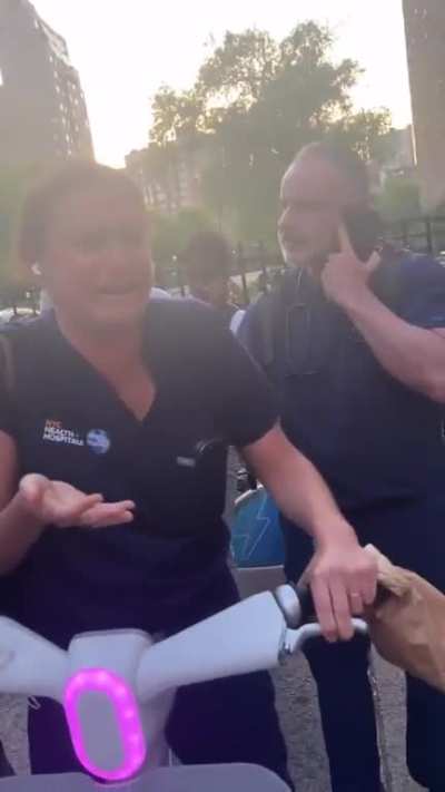 Karen tried taking a CitiBike that was already paid for on his account. Then pulled out the white woman tears when her co-worker from the hospital showed up.