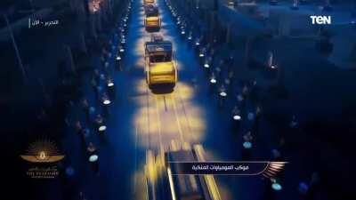 موكب المومياوات الملكية و مسار رحلة المومياوات من الانطلاق وحتى الوصول إلى المتحف القومي للحضارة أكثر من رائع #مصر أم الدنيا