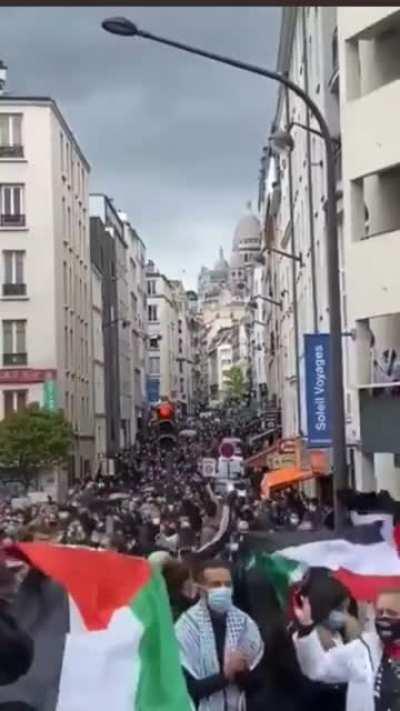 Massive protest packs the streets of Paris despite Macron's illegal anti-FOE ban on pro-Palestine demonstrations.