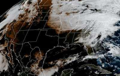 Oct 14 Annular Eclipse as seen from NOAA's GOES East weather satellite in geosynchronous orbit