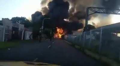 Massive explosion in Boksburg in South Africa as It’s believed a petrol tanker went under the bridge at a Railway Street in Boksburg
