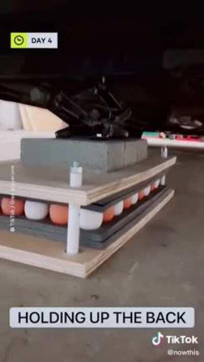 Eggs lifting up a car