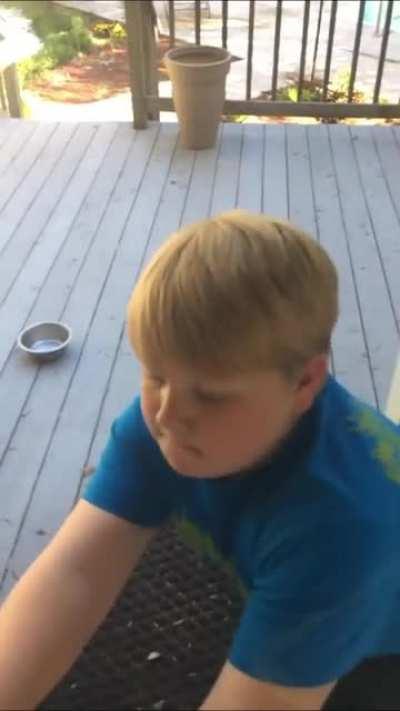 Dumb young kid breaks glass with hand (original video in comments)