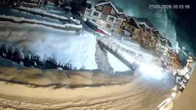 Dramatic visuals of an avalanche caught on CCTV in Sonmarg of Central Kashmir tonight . No loss of life or major damage reported