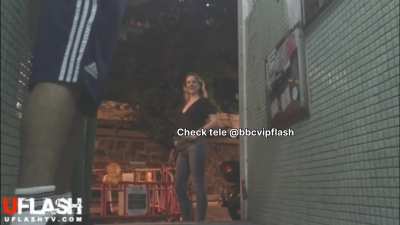 Stranger girl reaction to bbc public flash is crazy