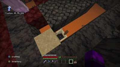 Friend fell into lava in the Nether, but left before he died. A rescue mission ensued.