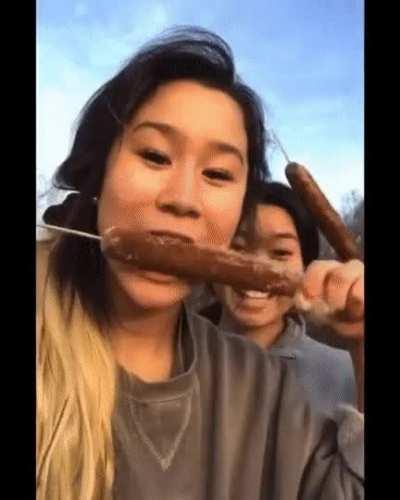 Taking a bite out of a cat tail.