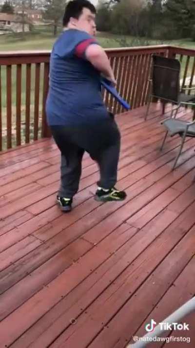 Practicing nunchucks