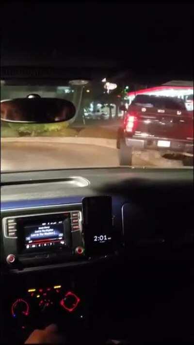 He’s got a lifted truck, he can go where he wants when he wants. Except for here, apparently.