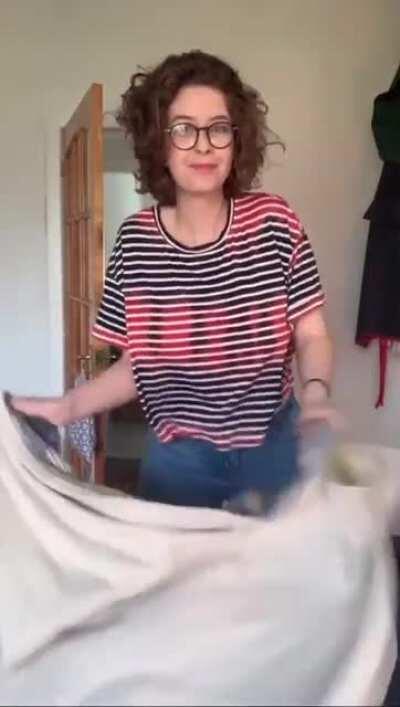 For my next trick, I’ll remove my clothes in 0.5 seconds flat using only this blanket