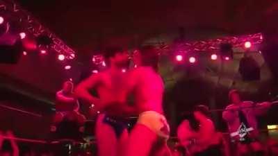 Adam Cole and Drew Gulak dancing to the backstreet boys