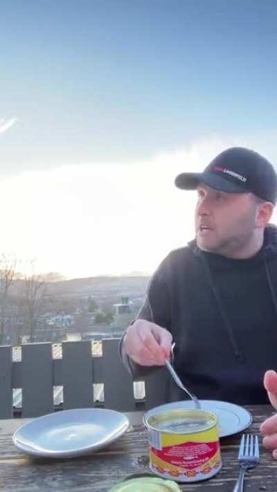 To eat the fish and complete the challenge.