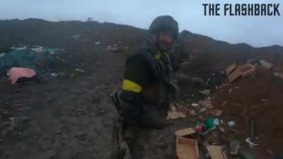 Ukrainian soldiers defend their position from a Russian attack near Bakhmut.