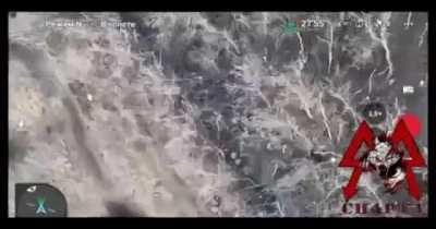 RU pov: More than a dozen UA soldiers under fire. Also shows drone dropped munition. Footage from Sparta batallion