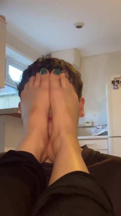 smelling my feet as he should