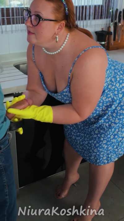 Milf Handles Kitchen and Cock