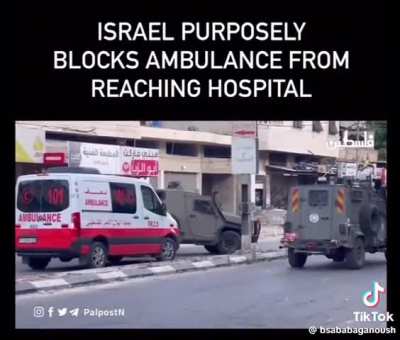 Speakerphone fight ensues when genocidal illegal occupation forces commit a War Crime by blocking ambulance. 
