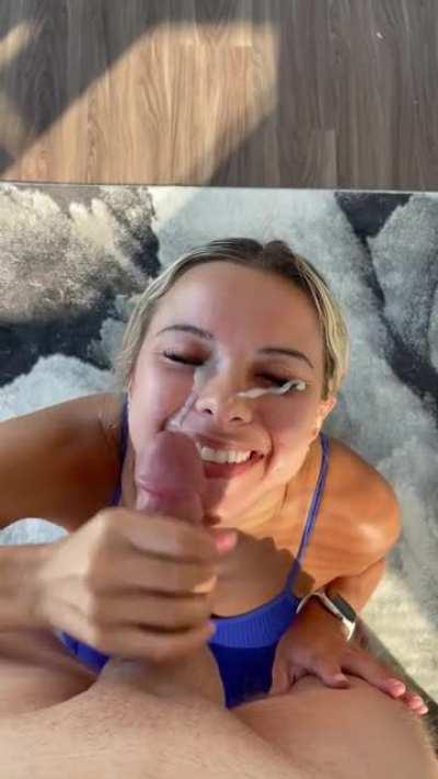 I made him finish on my face before my family comes over ;)